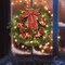 Lighted Christmas Wreath with 40 LED Warm White Lights for Winter Holidays Home Decoration 16 Inches LED Christmas Wreath with Pinecones Red Berries, Red Bowknot